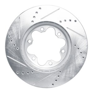 Toyota HiAce Brake Rotor (1) - Front Right - R1 Concepts - Drilled & Slotted - Silver - `06-`19